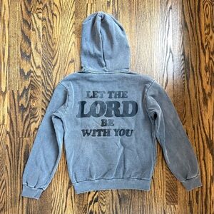 TALENTLESS Let the Lord Be with You Hoodie Sweatshirt in Charcoal Gray - Size XS